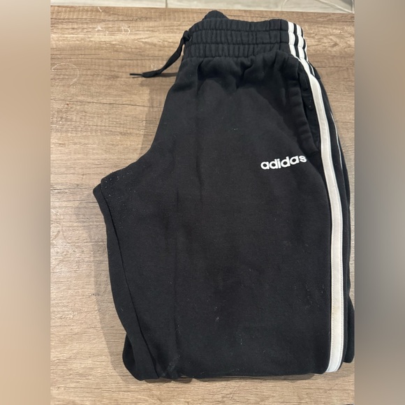 adidas Black Kids Joggers with White Stripes - Picture 1 of 2